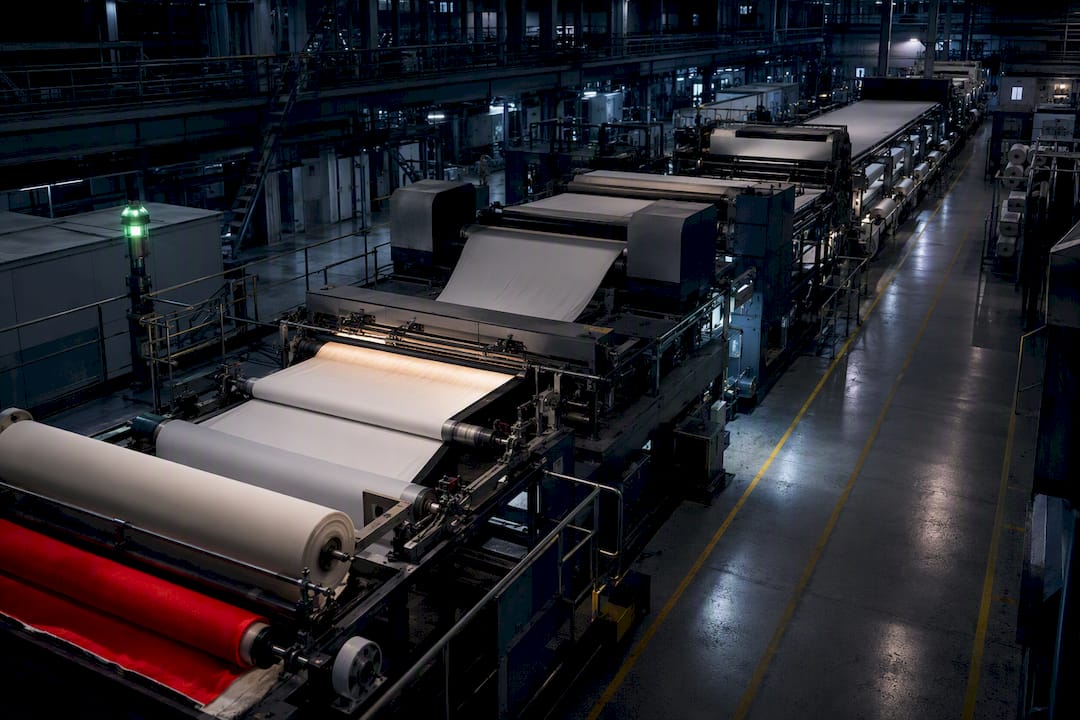 Vista aérea de la línea de producción textil