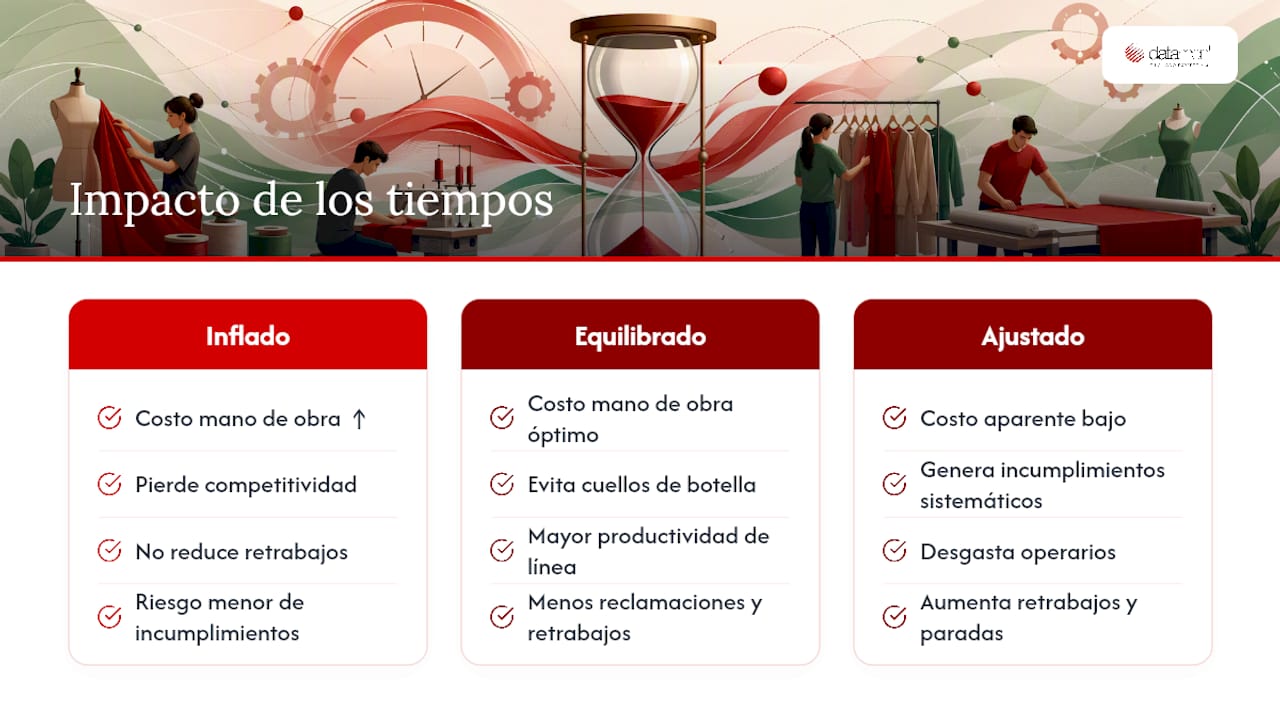 Diagrama sobre cómo el tiempo de producción afecta los costos y la productividad